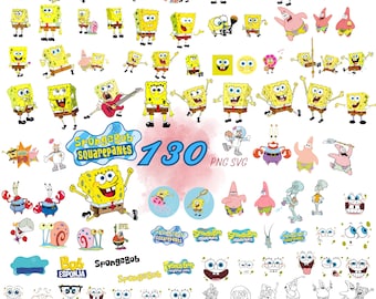 Sponge Bob Svg Png Bundle - 130 files, Sponge Bob Svg, Patrick Svg, Sponge Bob Clipart, Sponge Bob Square Pants, Sponge Bob Cricut (digital)