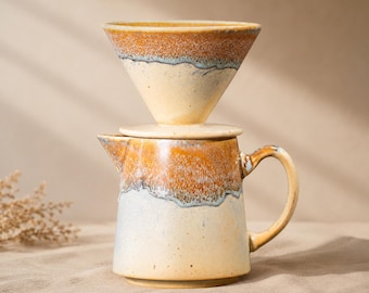 Handgefertigtes Keramik Pour Over Kaffee-Set, Keramik-Kaffeefilter & Becher, Keramik-Kaffeemaschine, Filtertasse, Kaffee-Liebhaber-Geschenk