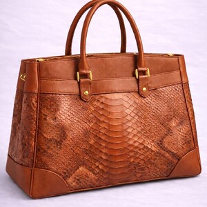 Bolso tote de piel de pitón en relieve / Bolso de lujo hecho a mano