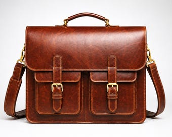 Genuine Leather Laptop Bag for Men | Vintage Briefcase Office Messenger Bag