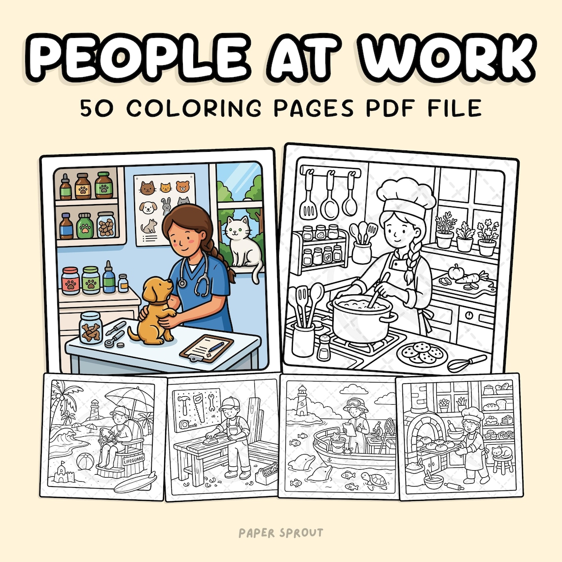 Direct Work Colouring In People at Work: 50 Bold and Easy Coloring Pages Printable PDF by Paper ...