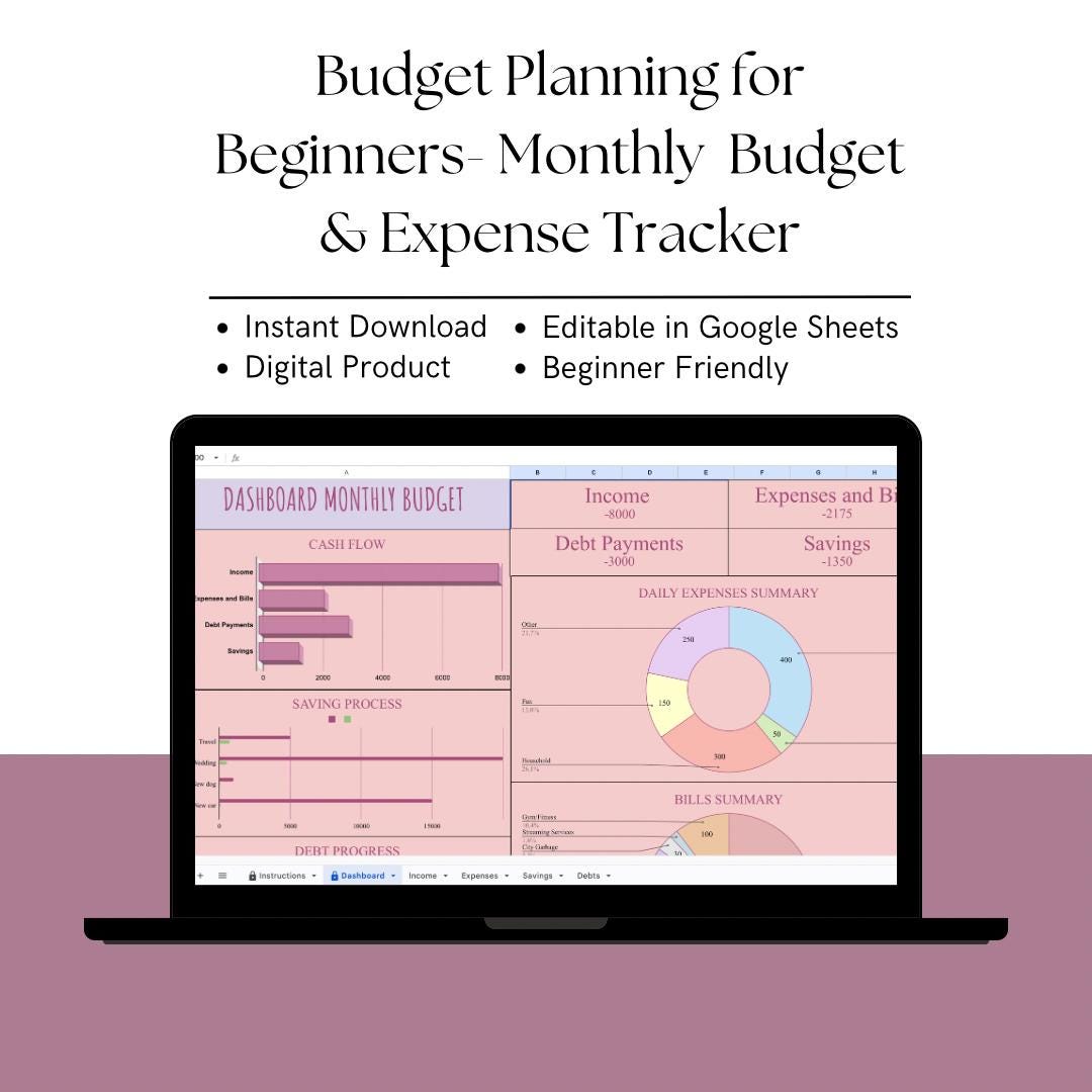 Digital Budget Tracker | Savings & Expense Planner | Google Sheets ...