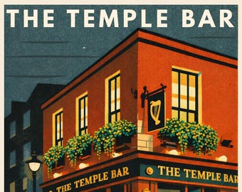 Temple Bar Dublin, Irish Pub Decor, Irish Pub Wall Art, Dublin Gift, Irish Heritage Gift