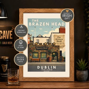 Brazen Head Dublin, Irish Pub Decor, Pub Wall Art, Dublin Poster, Ireland Heritage Gift,  Man Cave Decor, Digital Download