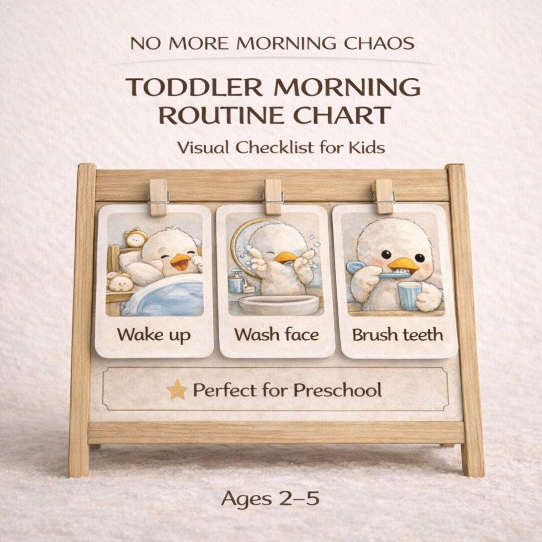Toddler Morning Routine Chart Printable – Visual Routine Checklist for ...