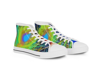 Zapatillas altas de mariposa y pavo real para hombre / Diseño alado colorido
