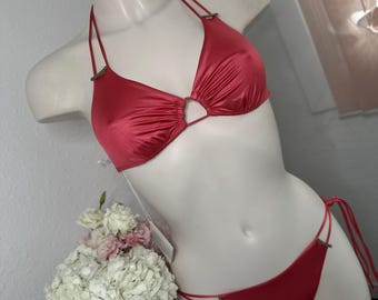 La Perla Coral Bikini Set – Satin Finish Coral Pink