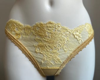 Designer Lace Panties — Rich Yellow Lace — New With Tags