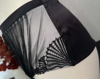 La Perla Limited Edition Silk Lace Briefs – Black Silk & Pleated Tulle
