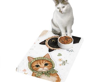 Kattungar i bandanas matunderlägg för husdjur | Bordsunderlägg för kattmat 12x18
