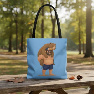 Gay Bear Bearback Tote Bag, Camp Humour Pride Carry Bag