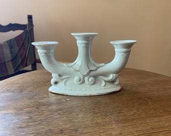 Vintage 3 Arm Porcelain Candelabra Gilded Carl Scheidig KG Germany Mid Century Decor