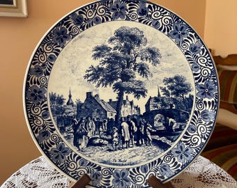 Delft Blue Wall Charger Decorative Plate Charger Ornate Floral Chemkefa Holland 13 inch