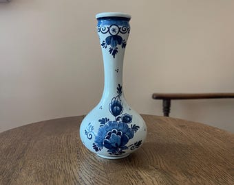 Hand Painted Delft Blue Vase Royal Goedewaagen Signed Artist Initials