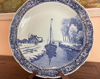 Delft Blue Wall Charger Plate Dutch Landscape Royal Sphinx Oversized 15.5" Louis Apol