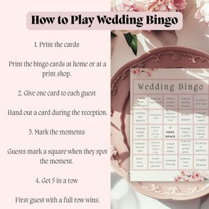 How to play wedding bingo printable game with simple instructions for guests during wedding reception