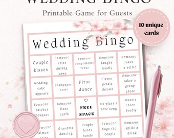 Juego de bingo para bodas imprimible, Bingo nupcial, Rompehielos para encontrar al invitado, Actividad para la recepción, Descarga instantánea