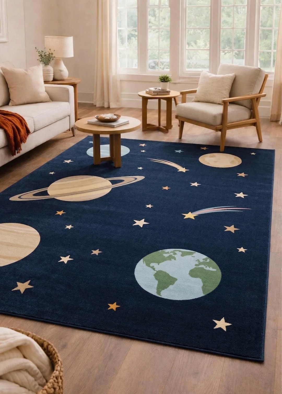 Celestial Space Rug Hand Tufted Planet Carpet Galaxy Stars Area Rug ...