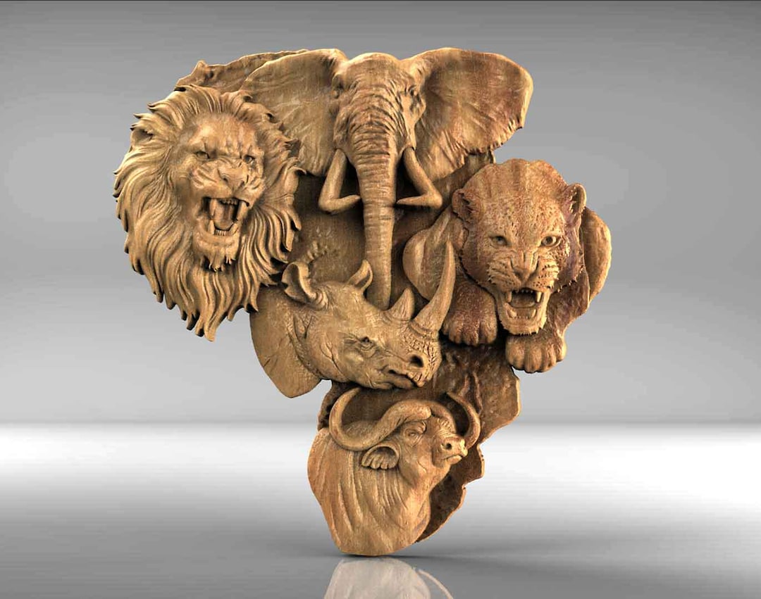 Safari Animal Wall Art, Big Five – 3D STL File for CNC Router / Wood ...