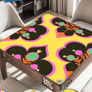 50% off PROMO CODE GEMINISEASON Bright and Bold Mahjong Mat – Yellow, Hot Pink, Lime Green Print bild 4