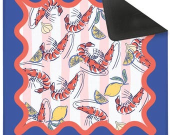 Crawfish Blue Pink stripe Mahjong Mat