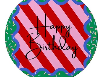 Round Happy Birthday Mahjong Mat