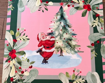 PREORDER  Christmas Santa Pink and Green Mahjong Mat