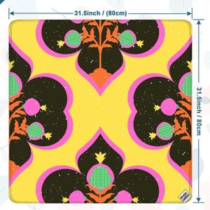 50% off PROMO CODE GEMINISEASON Bright and Bold Mahjong Mat – Yellow, Hot Pink, Lime Green Print bild 2