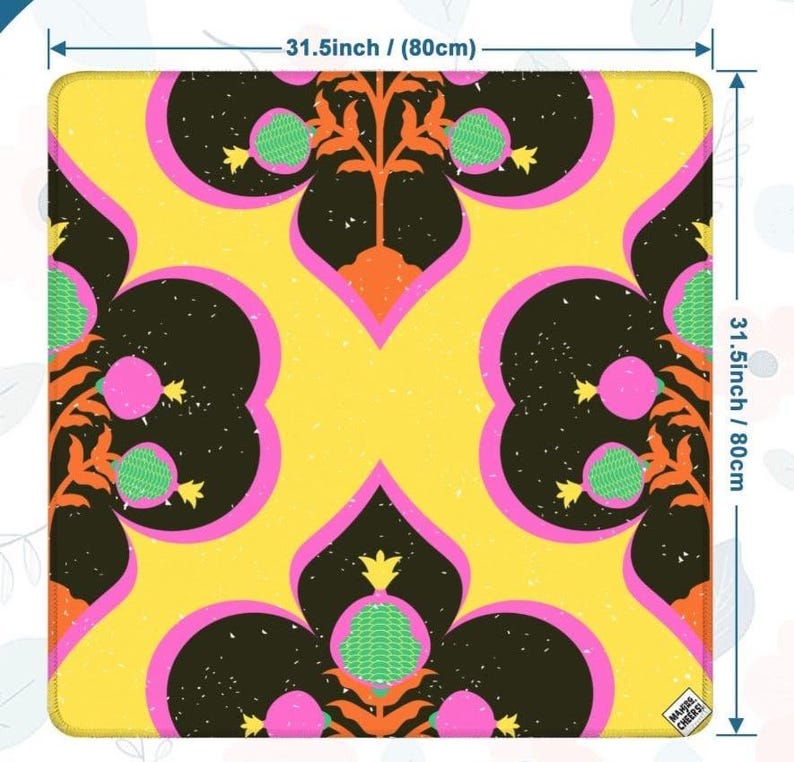 50% off PROMO CODE GEMINISEASON Bright and Bold Mahjong Mat – Yellow, Hot Pink, Lime Green Print bild 2