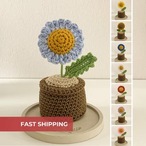 Handmade Crochet Daisy Potted Plant, Crochet Sunflower, Office Decor, Mother's Day Gift, Birthday Idea
