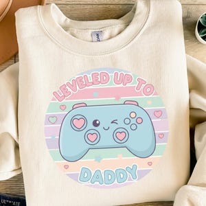 Leveled Up To Daddy PNG SVG Digital Gamer Dad Pregnancy Announcement New Father Reveal Baby Shower Gift Gaming Design