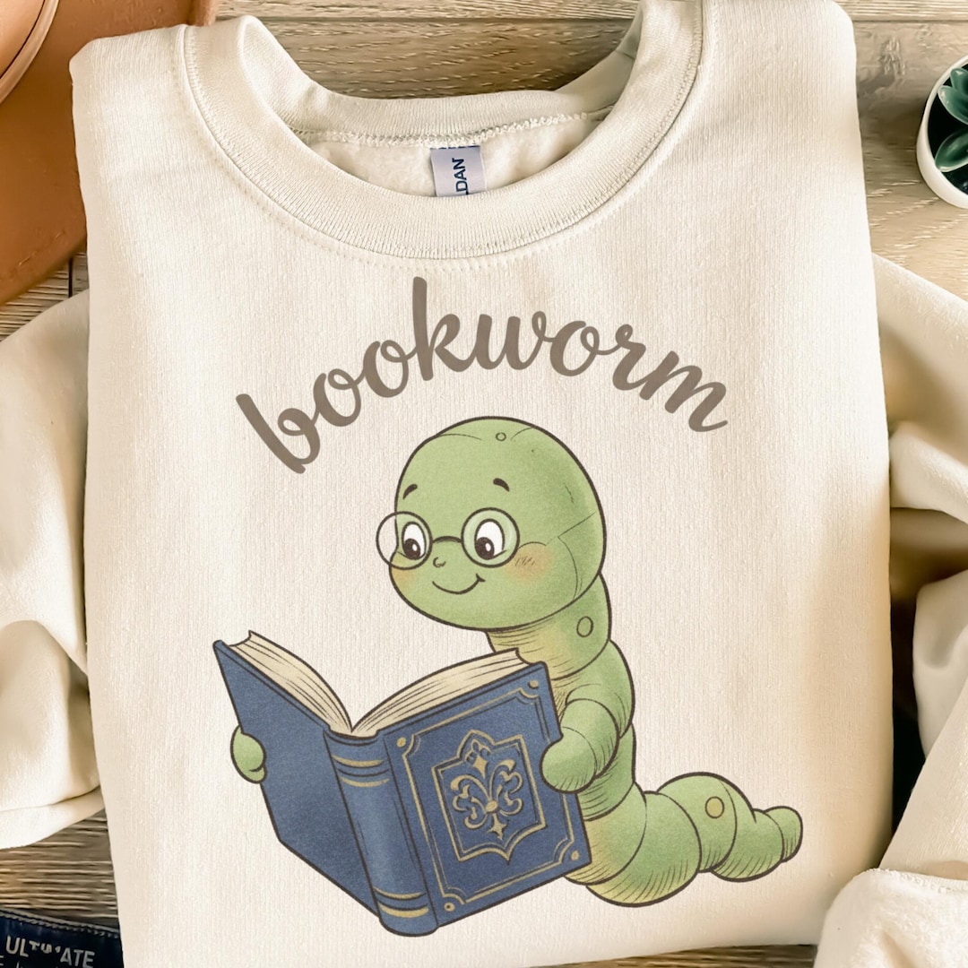 Cute Bookworm Digital Design PNG SVG | Reading Worm Clipart for Book ...