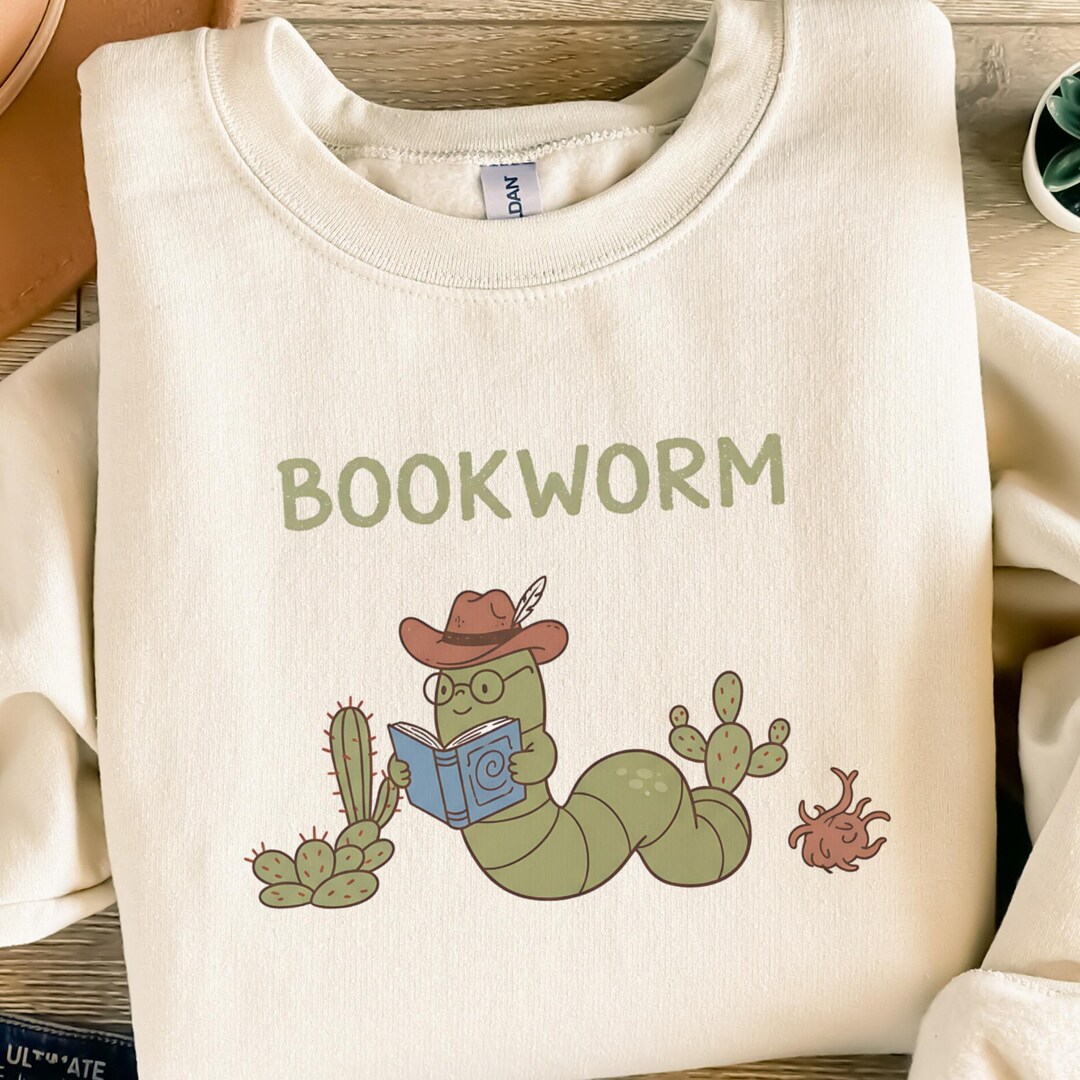 Bookworm Digital SVG PNG, Cute Reading Worm With Cowboy Hat & Glasses ...
