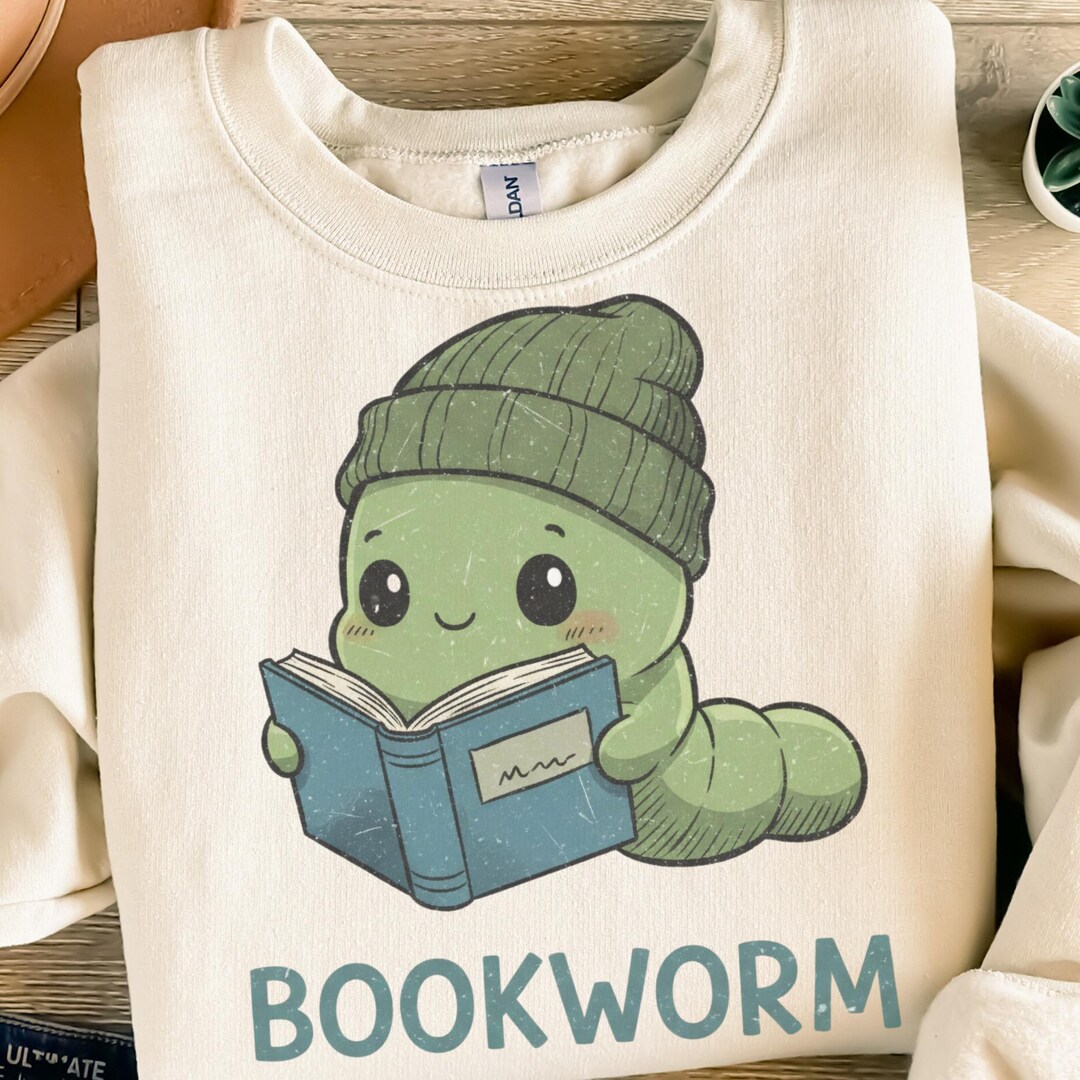 Cute Bookworm SVG PNG Digital File for Readers, Cozy Library Lover Cut ...