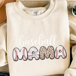 Baseball Mama PNG SVG Digital Download Leopard Print Floral Bow Design Sports Mom Sublimation Game Day Cheer Shirt Graphic