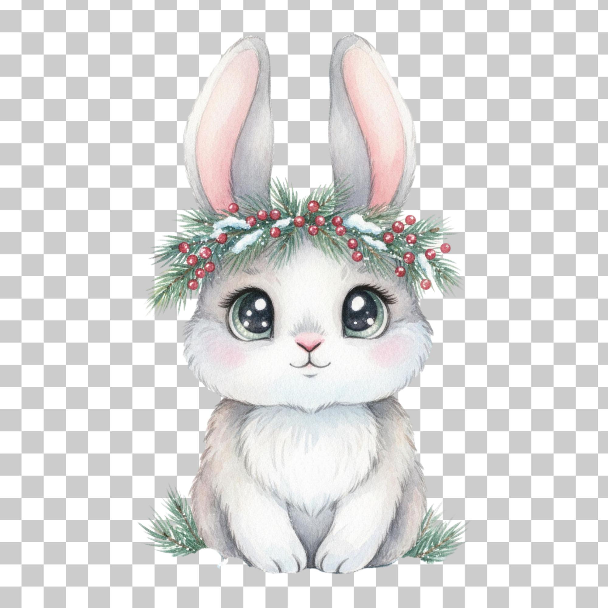 Cute Winter Bunny Clipart Digital PNG SVG Adorable Christmas Rabbit Art ...