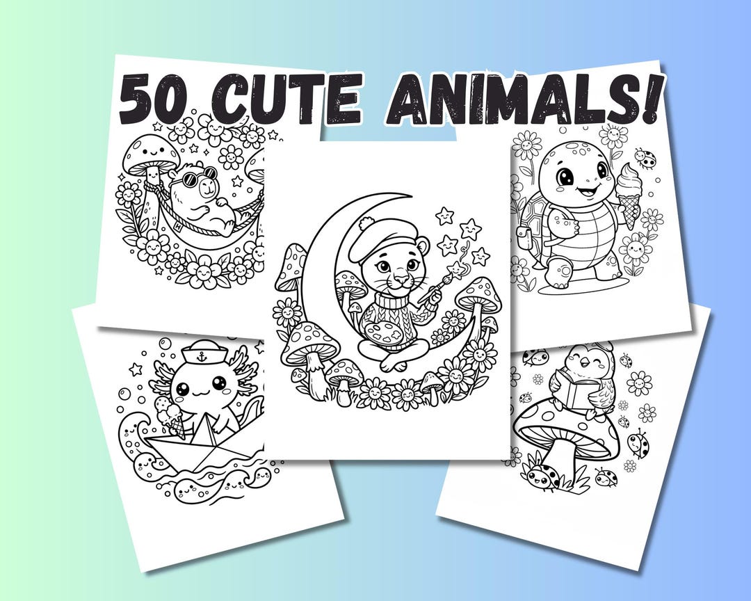 50 Super Cute Kawaii Animal Coloring Pages | Printable Coloring Book ...