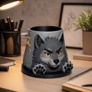 Werewolf Paw Desk Organizer, Single Hand-Painted Stationery Stand for Teen Desk Decor