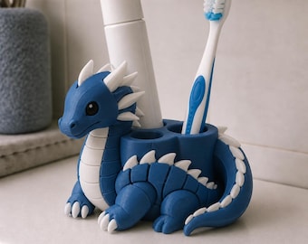 Soporte para cepillo de dientes con diseño de dragón y olas oceánicas, accesorio de baño impreso en 3D y pintado a mano.
