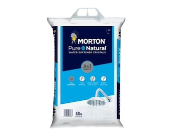 Morton Pure & Natural Softener Salt Crystals 40 lb – Hard Mineral Reduction – Home System Treatment