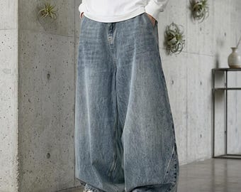 Spring Men Streetwear Baggy Jeans | Fashion Punk Casual High Waist Wide Leg Pants