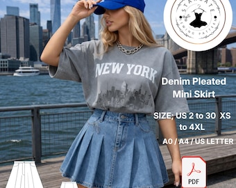 Naaipatroon geplooide denim minirok (digitale download)