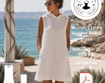 Women's Linen Hooded Beach Dress Sewing Pattern (Digital Download)