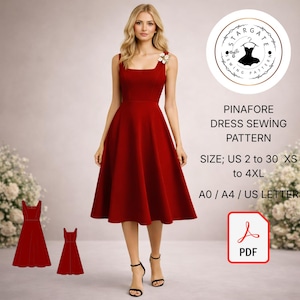 Fit & Flare Pinafore Dress Sewing | Women's Midi (PDF Pattern)