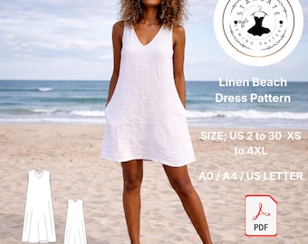 Naaipatroon linnen strandjurk, losse zomerjurk (pdf)