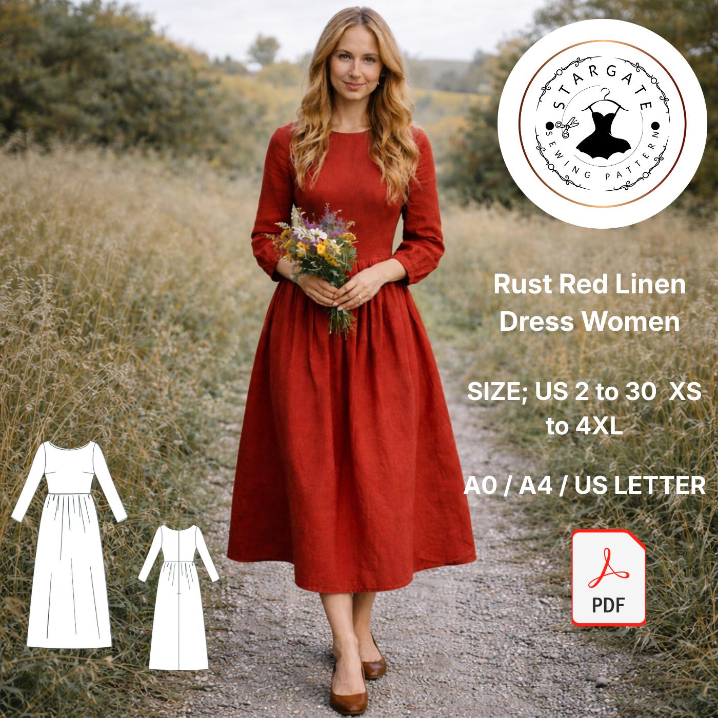 Red Linen Dress - Etsy