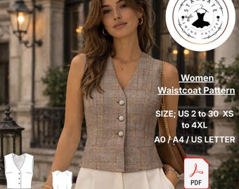 Naaipatroon dames getailleerd linnen vest (digitale download)