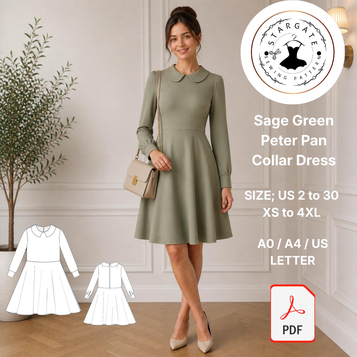 Peter Pan Collar Dress Green - Etsy