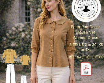 Gingham Midi Dress Sewing Pattern – Cottagecore Puff Sleeve (A4/A0/US Letter) (PDF Pattern)