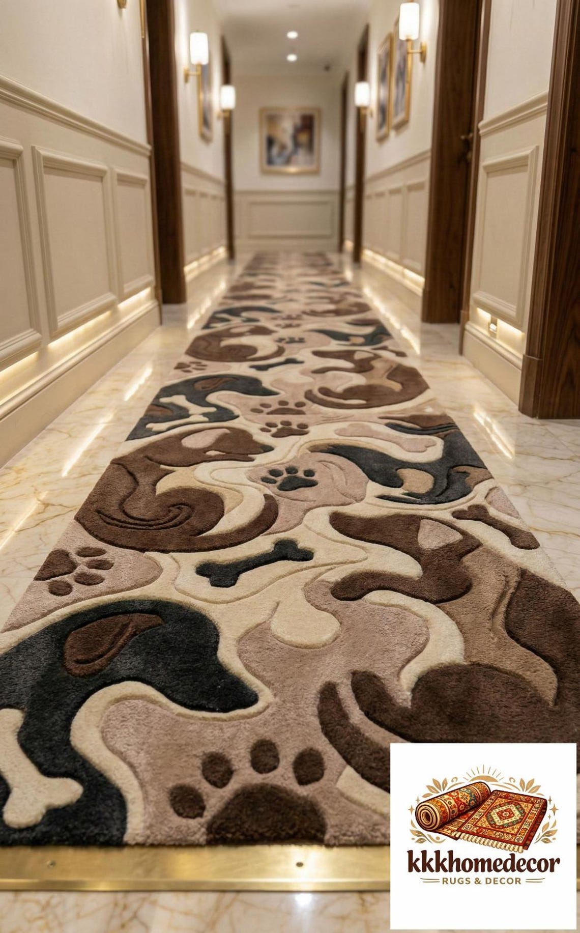 Paw Rug Pattern Dog Paw & Bone Pattern Area Rug –handmade Pet Lover Carpet for Living ...
